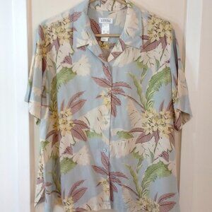 LizGolf by Liz Claiborne Silk Blouse Floral Hawaiian Size XL
